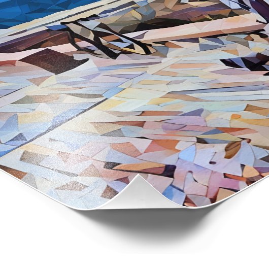 Abstract landschap met Uitzicht en persoon aan zee Foto Afdruk (Hoek)