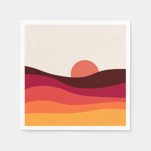 Abstract landschap met zee bij zonsondergang servet