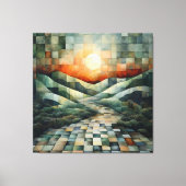 Abstract landschap met zonovergoten pad en geometr canvas afdruk (Voorkant)