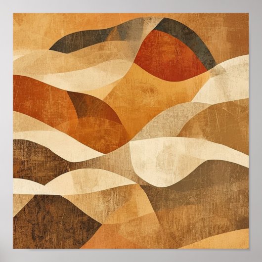 abstract, landschap, minimalistisch, mid-century m poster (Voorkant)