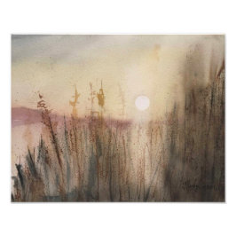 Abstract landschap Misty Dawn foto afdrukken