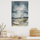 Abstract landschap Neutrale donkere Waterverf Poster (Keuken)