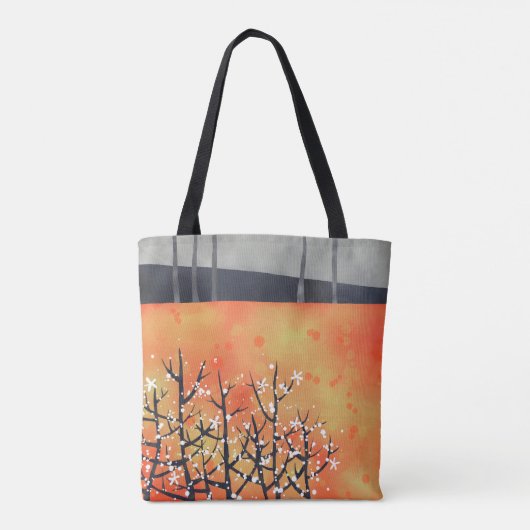Abstract landschap Oranje kunst Tote Bag (Achterkant)