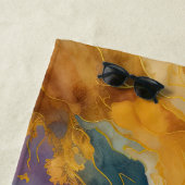 Abstract Landschap Paarse Roze Blauw Goud Strandlaken (In situ)