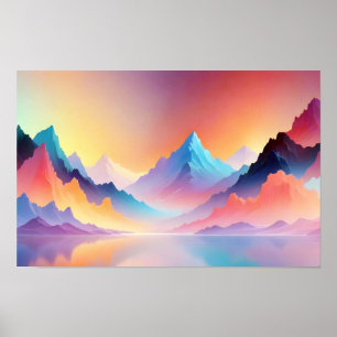 Abstract Landschap Panoramische Natuur Achtergrond Poster