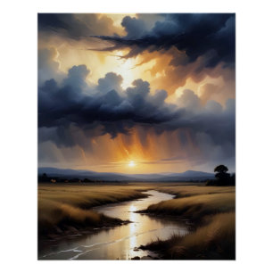 Abstract Landschap Poster Achtergrond Behang Art