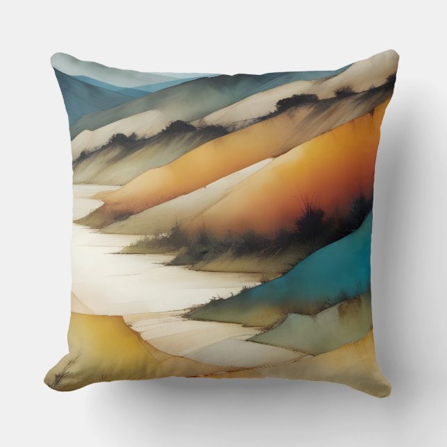 Abstract Landschap Poster Achtergrond Behang Art Kussen (Voorkant)