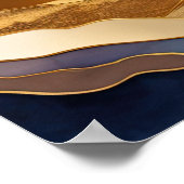 Abstract Landschap Schilderij Goud Roest Blauw Poster (Hoek)