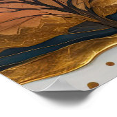 Abstract Landschap Schilderij Goud Roest Blauw Poster (Hoek)