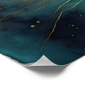 Abstract Landschap Schilderij Goud Roest Blauw Poster (Hoek)