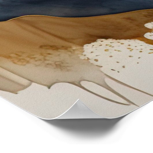 Abstract Landschap Schilderij Goud Roest Blauw Poster (Hoek)