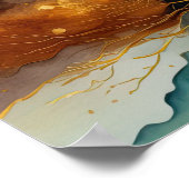 Abstract Landschap Schilderij Goud Roest Blauw Poster (Hoek)