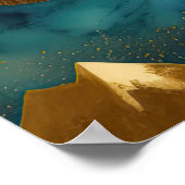 Abstract Landschap Schilderij Goud Roest Blauw Poster (Hoek)