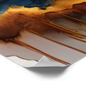 Abstract Landschap Schilderij Goud Roest Blauw Poster (Hoek)