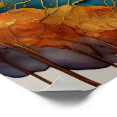 Abstract Landschap Schilderij Goud Roest Blauw Poster (Hoek)