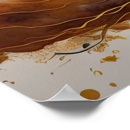 Abstract Landschap Schilderij Goud Roest Blauw Poster (Hoek)