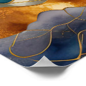 Abstract Landschap Schilderij Goud Roest Blauw Poster (Hoek)