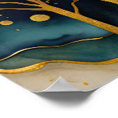 Abstract Landschap Schilderij Goud Roest Blauw Poster (Hoek)