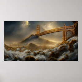 Abstract landschap storm Golden Gate Bridge Poster