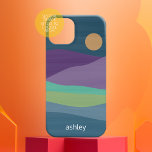Abstract landschap van Flat Boho, zonnescherm en b Case-Mate iPhone 14 Hoesje<br><div class="desc">Een abstracte landschapstekening met bergen en een zonsondergang. Geïnspireerd door een zonsondergang in het Rocky Mountain National Park, is deze mooie minimale tekening een modern, design voor elke minimalist. Het moderne manuscript met swashes voegt een moderne aanraking aan dit abstracte ontwerp toe. Voeg jouw naam toe of schrap de tekst...</div>