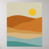 Abstract landschap van Flat Boho, zonnescherm en b Poster (Voorkant)