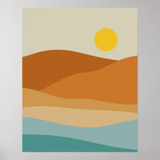 Abstract landschap van Flat Boho, zonnescherm en b Poster (Voorkant)