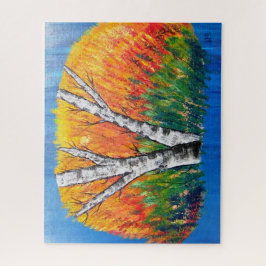 Abstract landschap van het vogelbos legpuzzel