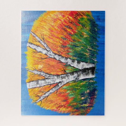 Abstract landschap van het vogelbos legpuzzel (Verticaal)