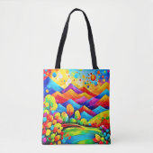 Abstract landschap van Regenboog Bergen Tote Bag (Voorkant)