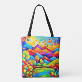 Abstract landschap van Regenboog Bergen Tote Bag (Achterkant)