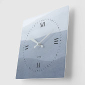 Abstract landschap van Tranquil Blue-Grey Fade Vierkante Klok (Hoek)