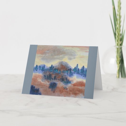 Abstract landschap - woestijn, paard en ruiter kaart (Voorkant)