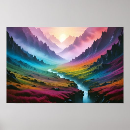 Abstract Landschapbos Natuur Achtergrondkunst Poster (Voorkant)