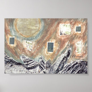 Abstract-landschapsafdrukken op dag en nacht poster
