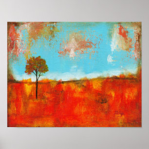 Abstract landschapsboom Kunstschilderij Verzukking Poster