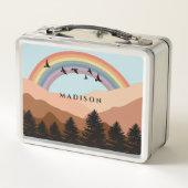 Abstract landschapsbos Bomen regenboog & vogels (Achterkant)