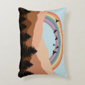 Abstract landschapsbos Bomen regenboog & vogels Accent Kussen (Voorkant(Verticaal))