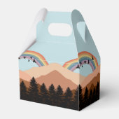 Abstract landschapsbos Bomen regenboog & vogels Bedankdoosjes (Achterkant)