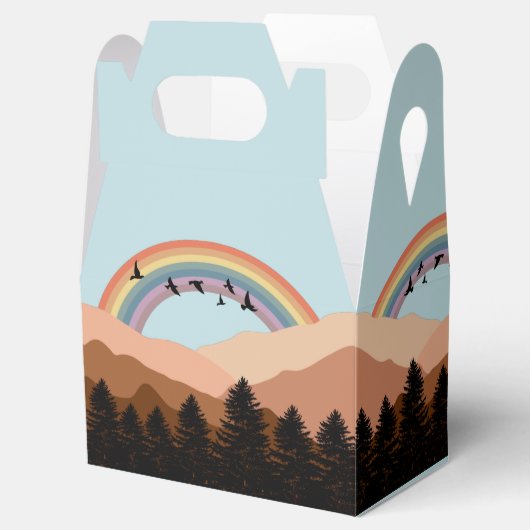 Abstract landschapsbos Bomen regenboog & vogels Bedankdoosjes (Geopend)