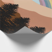 Abstract landschapsbos Bomen regenboog & vogels Cadeaupapier (Hoek)
