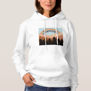 Abstract landschapsbos Bomen regenboog & vogels Hoodie