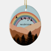 Abstract landschapsbos Bomen regenboog & vogels Keramisch Ornament (Rechts)