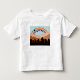 Abstract landschapsbos Bomen regenboog & vogels Kinder Shirts
