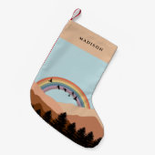 Abstract landschapsbos Bomen regenboog & vogels Kleine Kerstsok (Voorkant (Hangend))