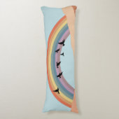 Abstract landschapsbos Bomen regenboog & vogels Lichaamskussen (Voorkant Verticaal)