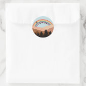 Abstract landschapsbos Bomen regenboog & vogels Ronde Sticker (Tas)