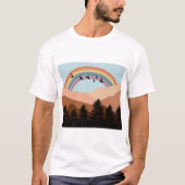 Abstract landschapsbos Bomen regenboog & vogels T-shirt (Voorkant)
