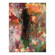 Abstract landschapskunstschilderij groen oranje zw