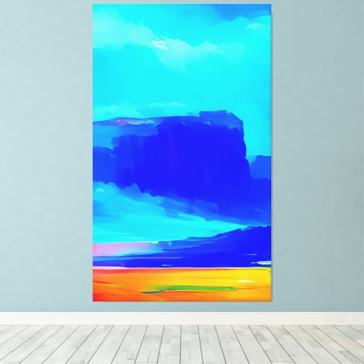 Abstract landschapsschilderend kleurrijk modern canvas afdruk (Insitu (Houten vloer))