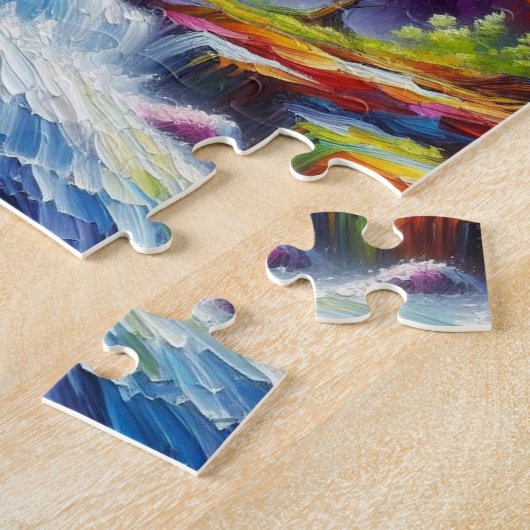 Abstract Landschapsschilderij AI Generated Art Legpuzzel (Zijkant)